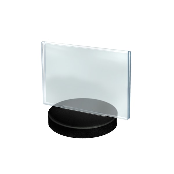 8.5"W x 5.5"H Horizontal Frame on a Weighted Black Round Base, PK10